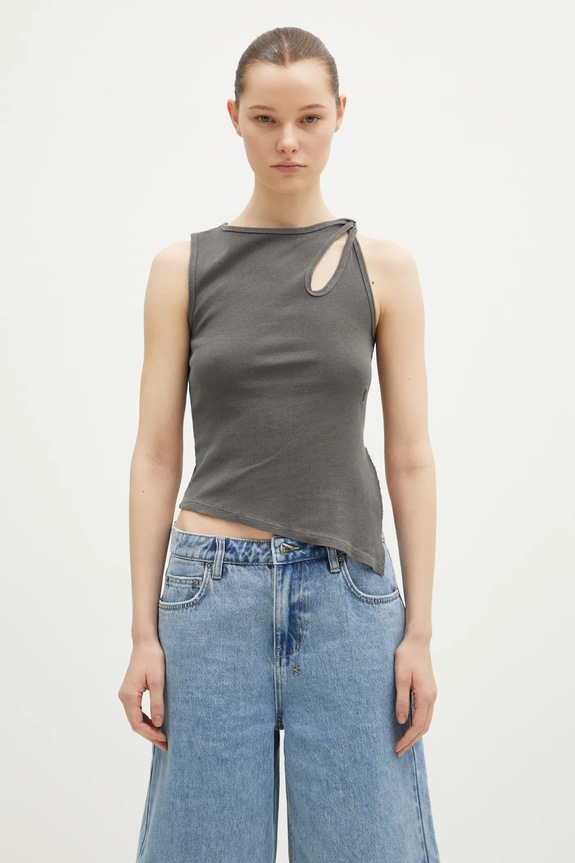KSUBI top Twisted Tank round neck gray WPS25SI004