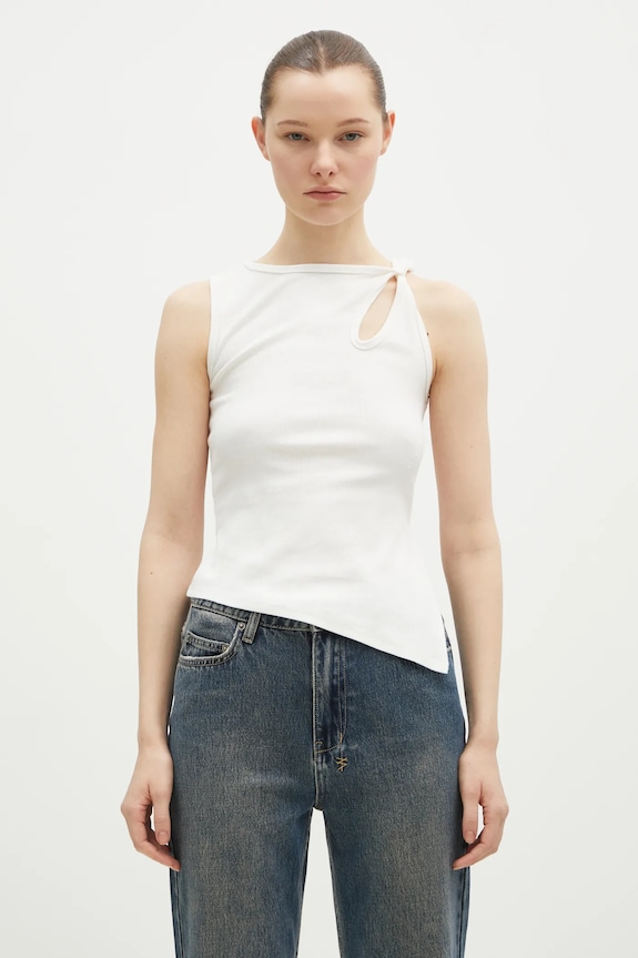 KSUBI top Twisted Tank round neck white WPS25SI005