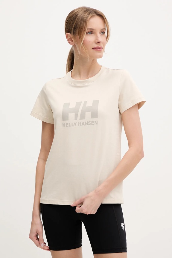 Pamučna majica Helly Hansen HH LOGO pamuk bež 54593