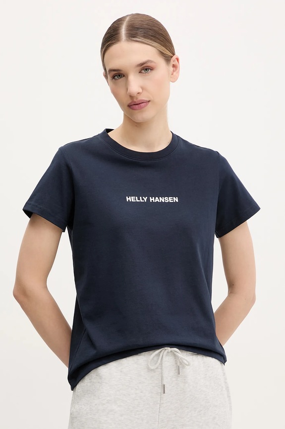 Helly Hansen t-shirt bawełniany CORE nadruk granatowy 54591
