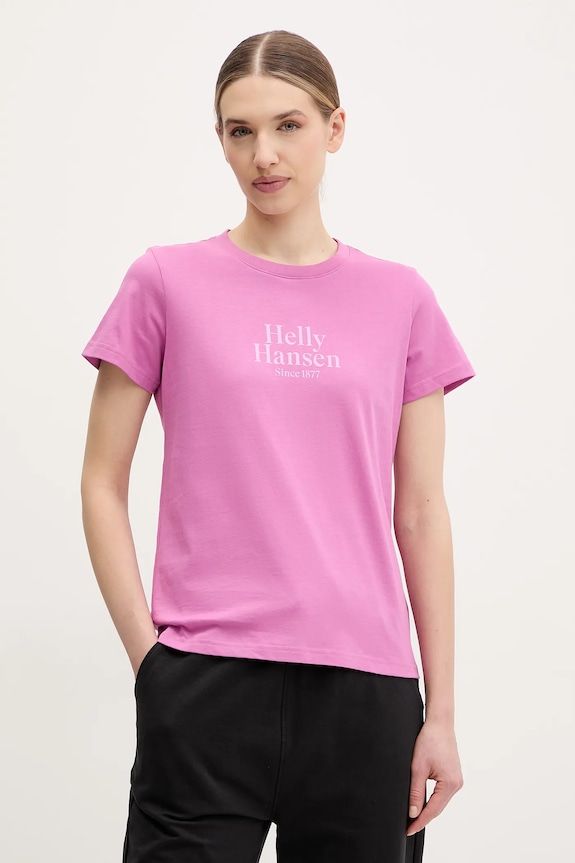 Bavlnené tričko Helly Hansen CORE GRAPHIC potlač ružová 54592