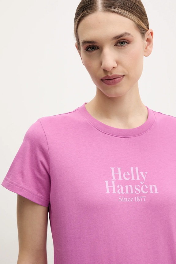Bavlnené tričko Helly Hansen CORE GRAPHIC ružová 54592