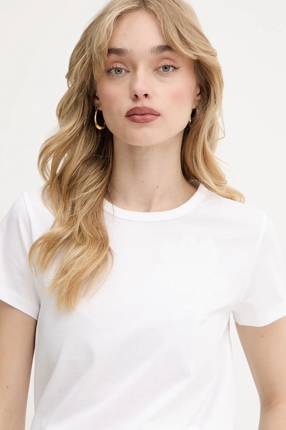 Βαμβακερό μπλουζάκι BOSS λευκό 50537598