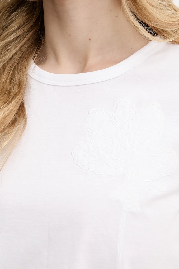 Βαμβακερό μπλουζάκι BOSS 50537598 λευκό