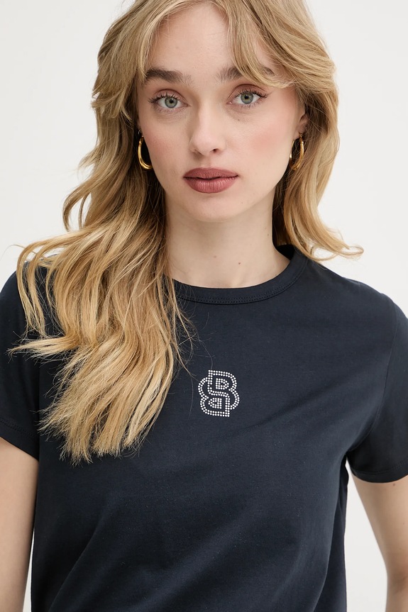 Βαμβακερό μπλουζάκι BOSS σκούρο μπλε 50537598