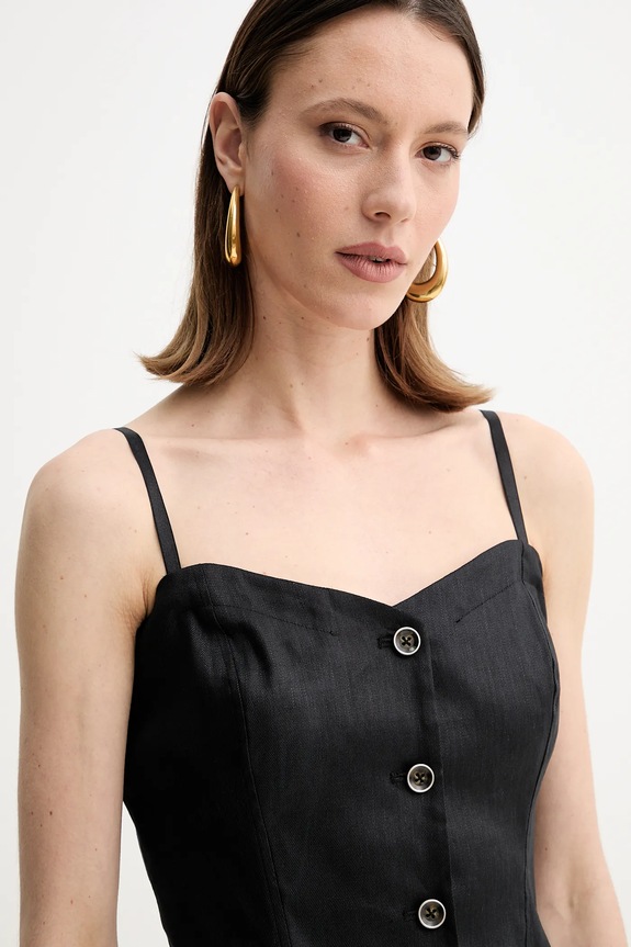 Льняна блузка Guess ISABEAU чорний W5GH0L.WH5L2