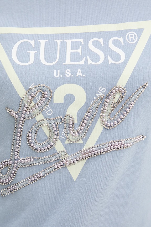 Guess t-shirt bawełniany niebieski W5GI05.I3Z14