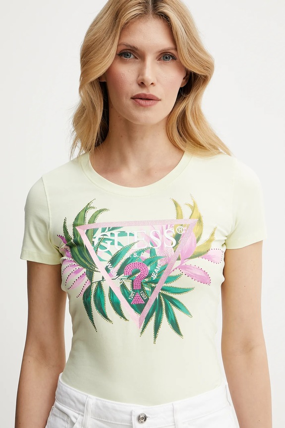 Guess t-shirt sárga W5GI07.J1314
