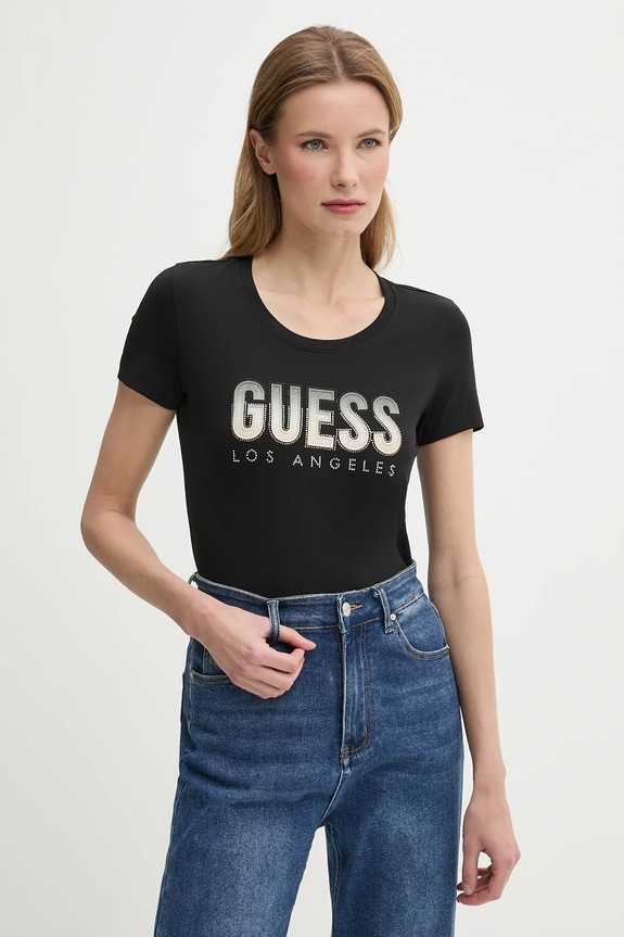 Tričko Guess DEGRADE potlač čierna W5GI14.J1314
