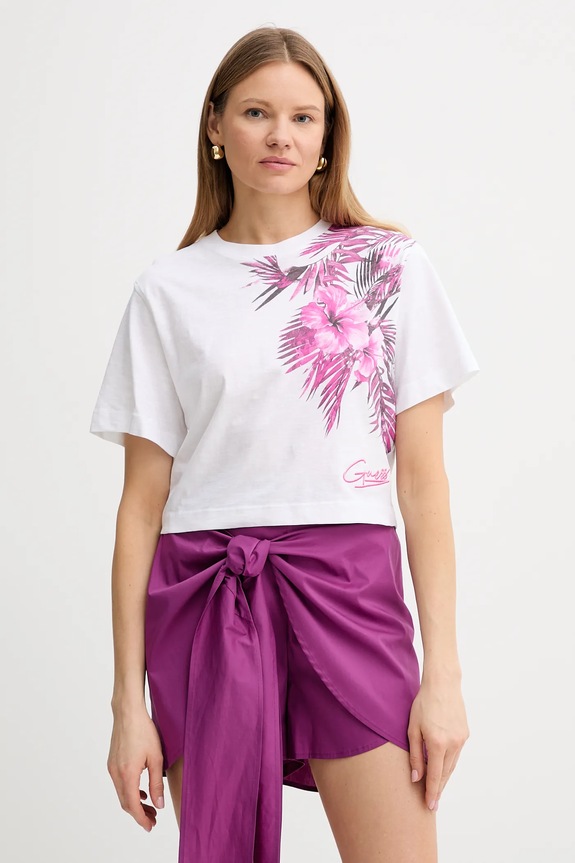 Guess t-shirt bawełniany nadruk biały W5GI19.K6XN4