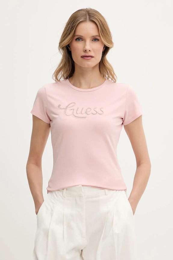 Guess tricou imprimeu roz W5GI47.KA0Q1