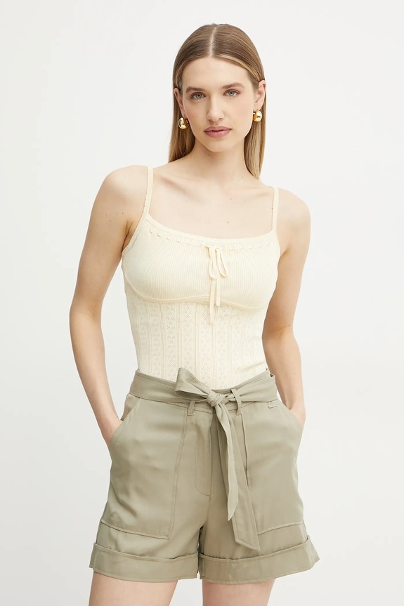 Pamučni top Guess REINA Planet friendly bež W5GR40.Z3NX0