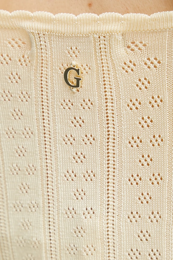 Pamučni top Guess REINA W5GR40.Z3NX0 bež
