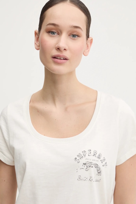 Bavlněné tričko Superdry béžová W1011613A.1KZ