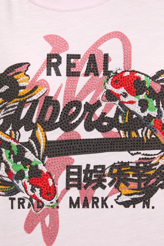 Βαμβακερό μπλουζάκι Superdry W1011627A.9HQ ροζ