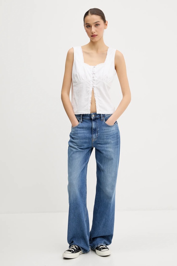 Βαμβακερό τοπ Superdry W6012019A.04C λευκό SS25