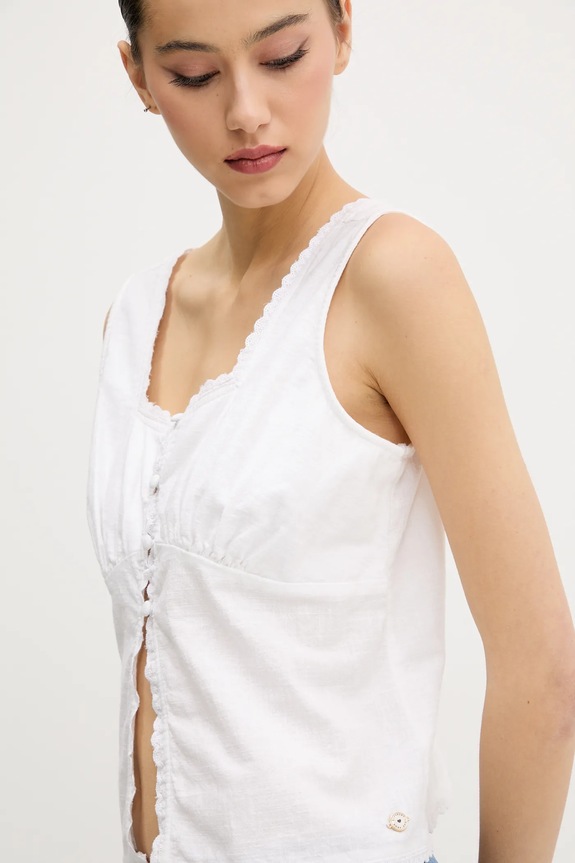 Βαμβακερό τοπ Superdry λευκό W6012019A.04C