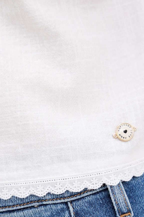 Βαμβακερό τοπ Superdry W6012019A.04C λευκό