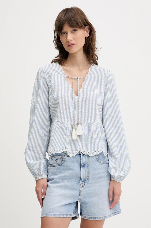 Superdry bluzka bawełniana wzorzyste niebieski W6012100A.2U7