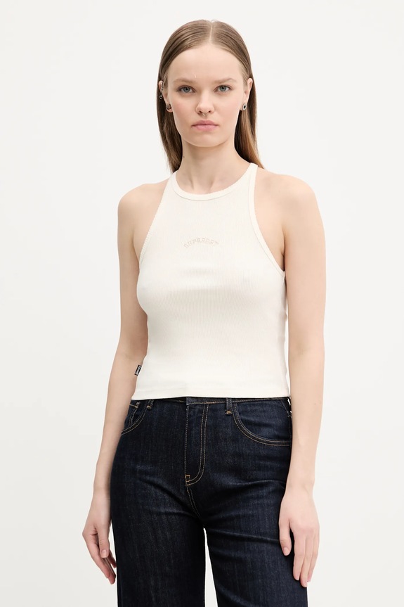 Bavlnený top Superdry slim béžová W6012145A.8ML