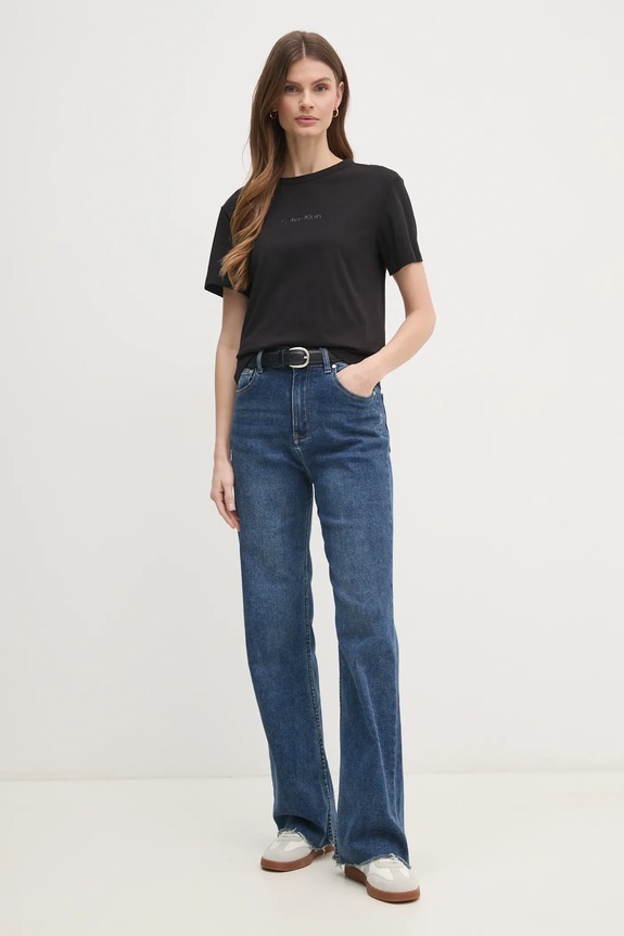 Βαμβακερό μπλουζάκι Calvin Klein K20K208294 μαύρο SS25