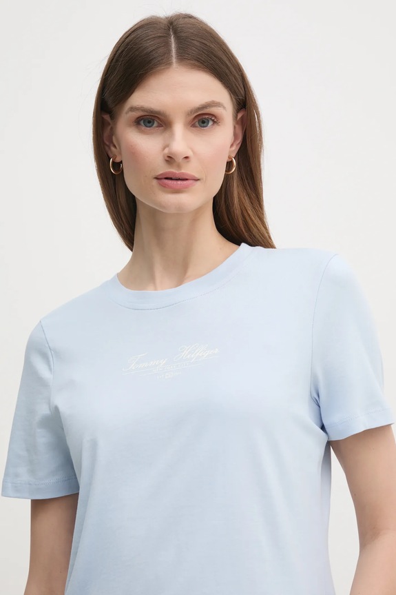 Pamučna majica Tommy Hilfiger plava WW0WW45428