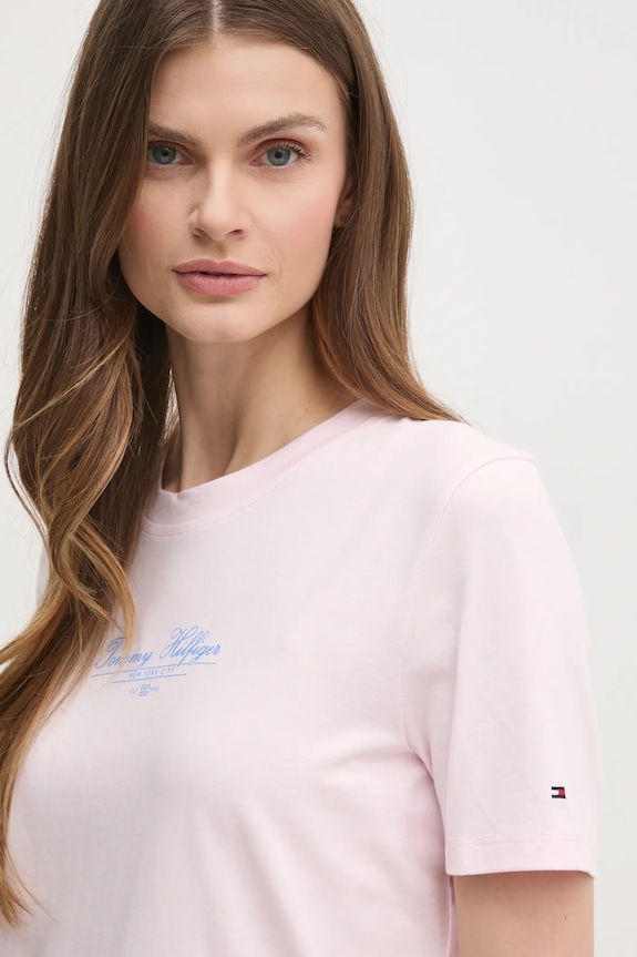 Bavlnené tričko Tommy Hilfiger WW0WW45428 ružová