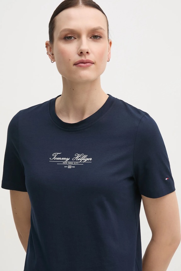 Tommy Hilfiger tricou din bumbac bleumarin WW0WW45428