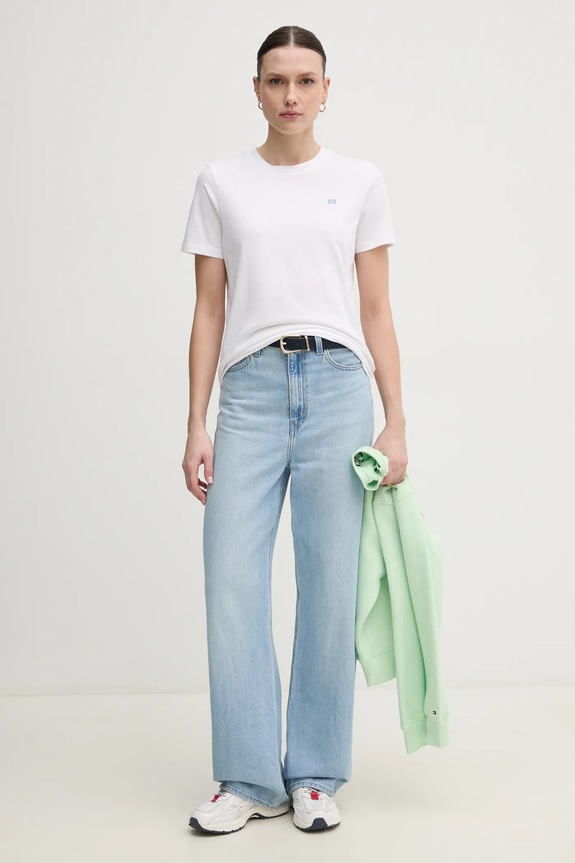 Tommy Hilfiger t-shirt bawełniany WW0WW45522 biały SS25