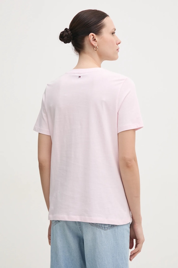 Oblečenie Bavlnené tričko Tommy Hilfiger WW0WW45522 ružová