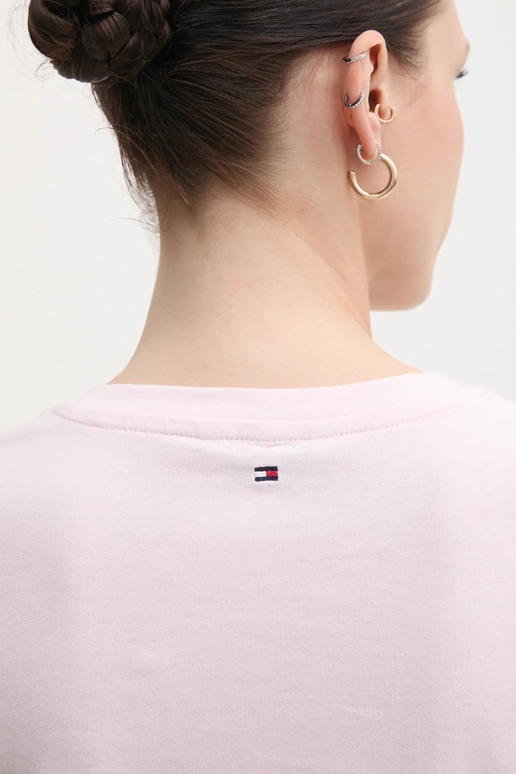 Bavlnené tričko Tommy Hilfiger ružová WW0WW45522