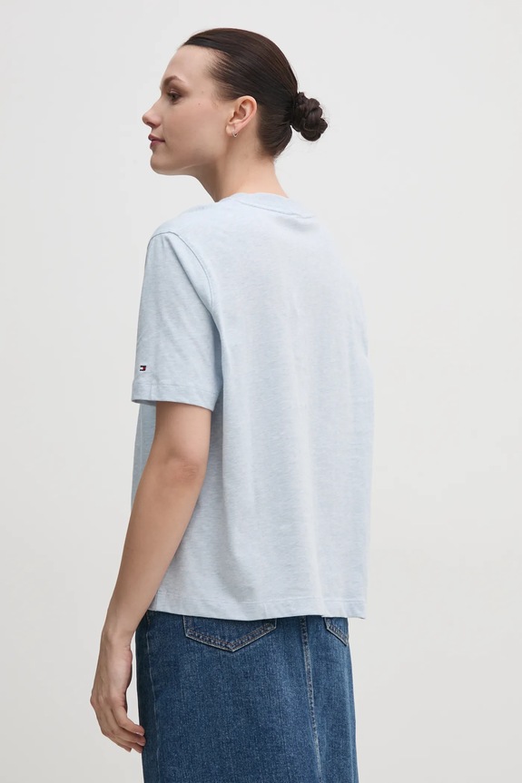 Îmbrăcăminte Tommy Hilfiger tricou din bumbac WW0WW45525 albastru