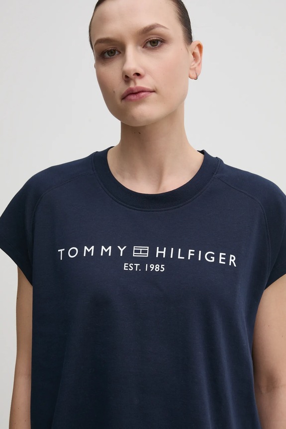 Bavlnené tričko Tommy Hilfiger tmavomodrá WW0WW46113