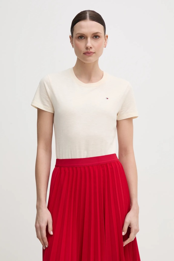 Tommy Hilfiger t-shirt bawełniany bawełna beżowy WW0WW44433