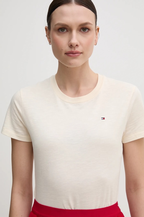 Tommy Hilfiger t-shirt bawełniany beżowy WW0WW44433