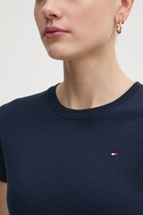 Bavlnené tričko Tommy Hilfiger WW0WW44433 tmavomodrá