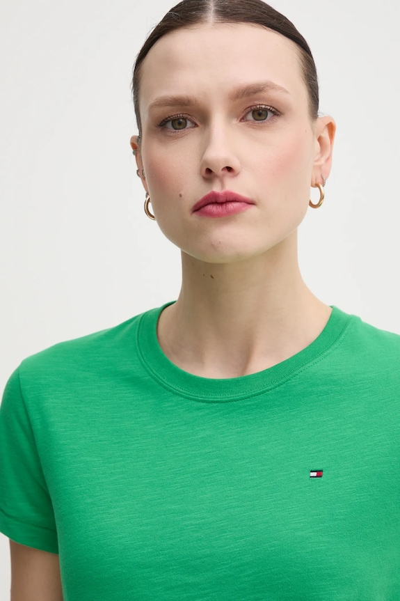 Tommy Hilfiger tricou din bumbac verde WW0WW44433