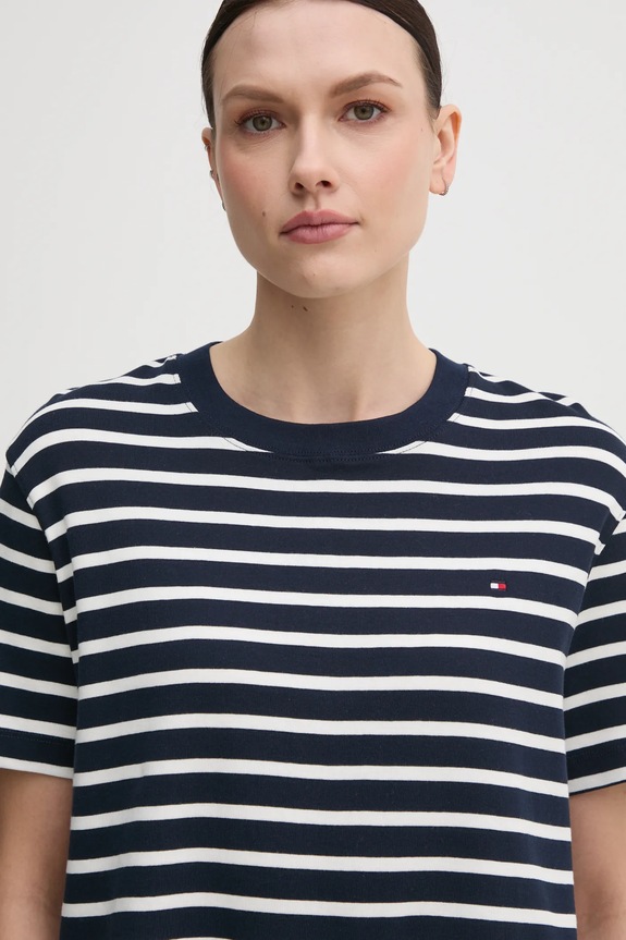Bavlnené tričko Tommy Hilfiger tmavomodrá WW0WW46158