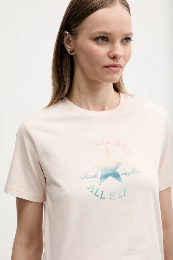 Pamučna majica Converse bež 10027385.A03