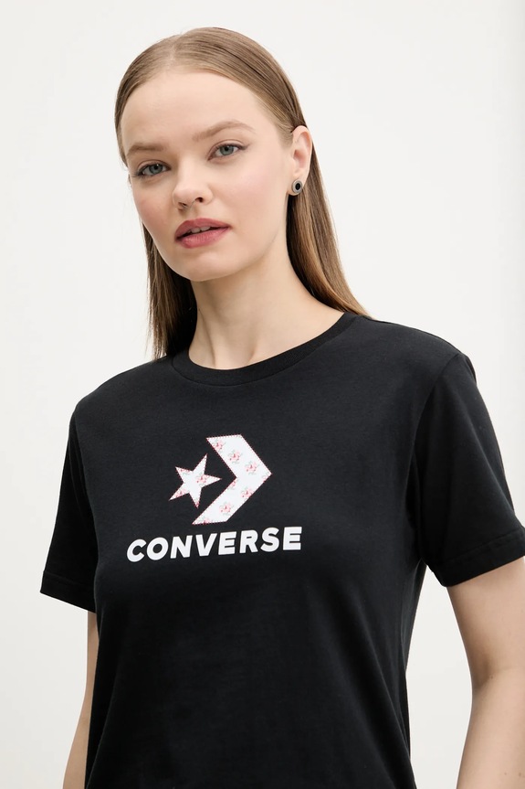 Bavlnené tričko Converse čierna 10027386.A01