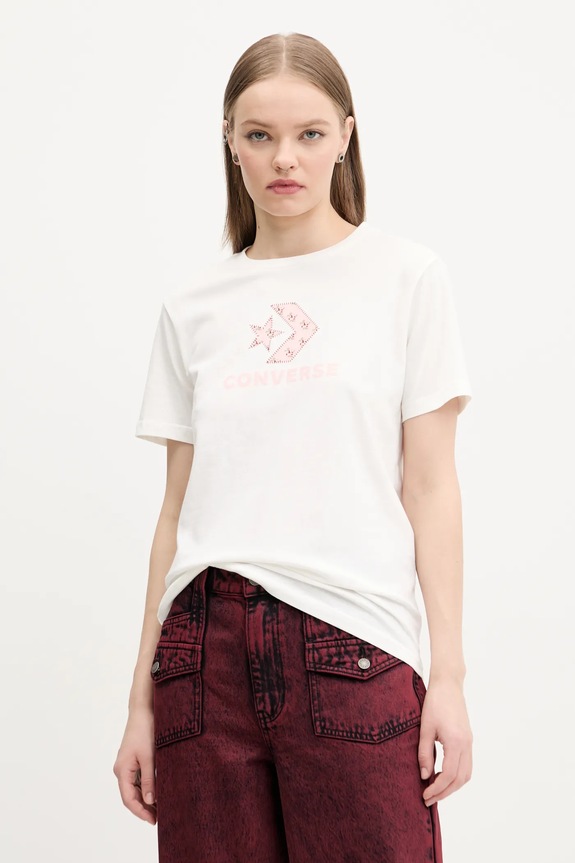 Converse t-shirt in cotone slim beige 10027386.A03