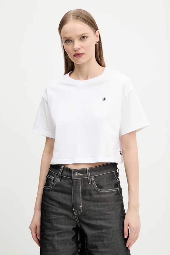 Converse tricou din bumbac uni alb 10027625.A03