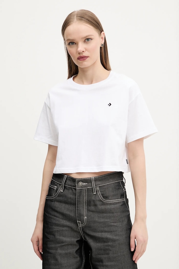 Converse tricou din bumbac uni alb 10027625.A03