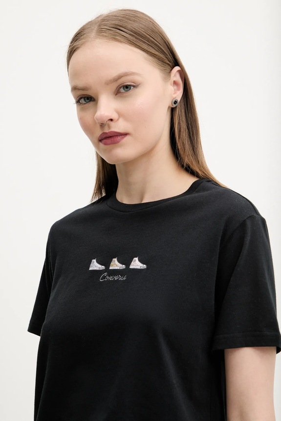 Converse t-shirt in cotone nero 10027753.A02