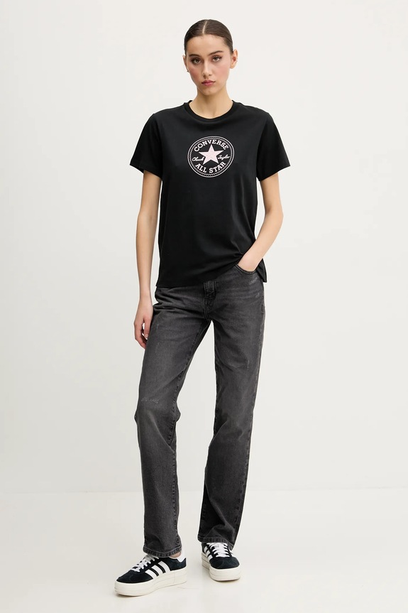Converse t-shirt bawełniany 10028412.A01 czarny SS25
