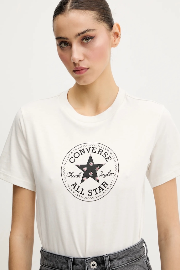Pamučna majica Converse bijela 10028412.A02