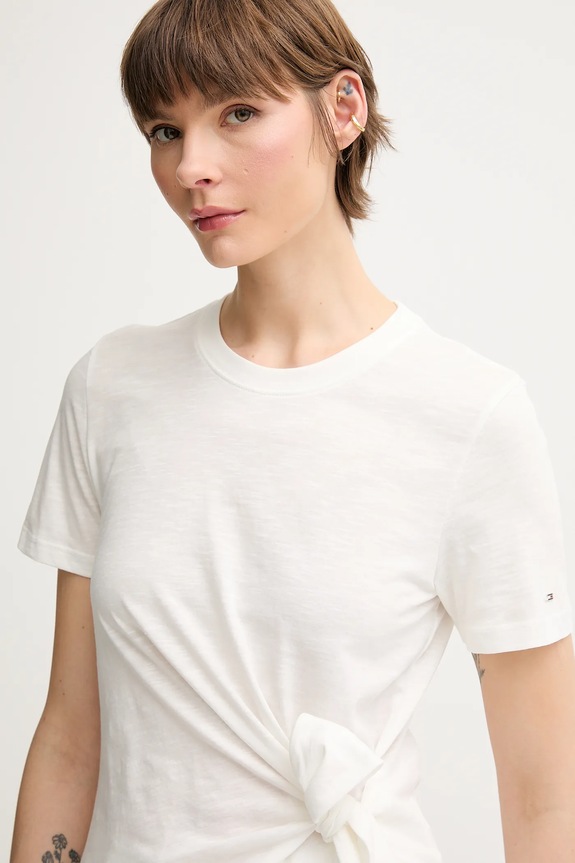 Βαμβακερό μπλουζάκι Tommy Hilfiger λευκό WW0WW44559