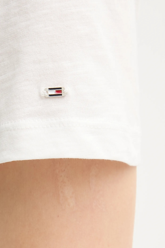 Βαμβακερό μπλουζάκι Tommy Hilfiger WW0WW44559 λευκό