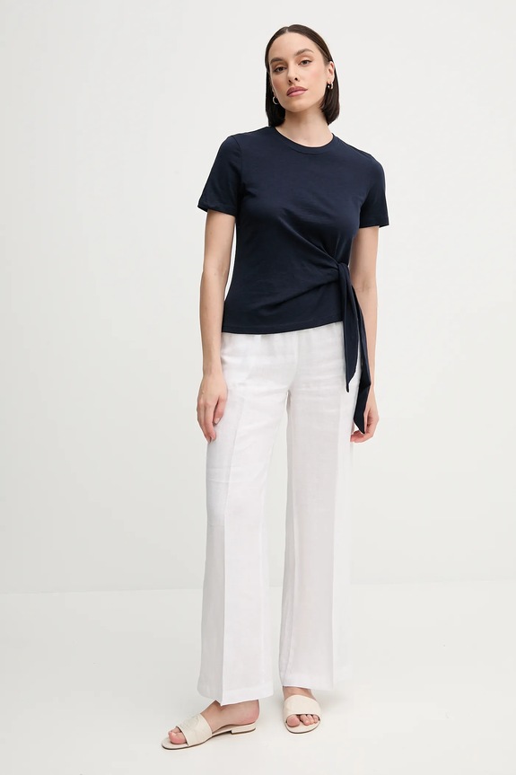 Βαμβακερό μπλουζάκι Tommy Hilfiger WW0WW44559 σκούρο μπλε SS25