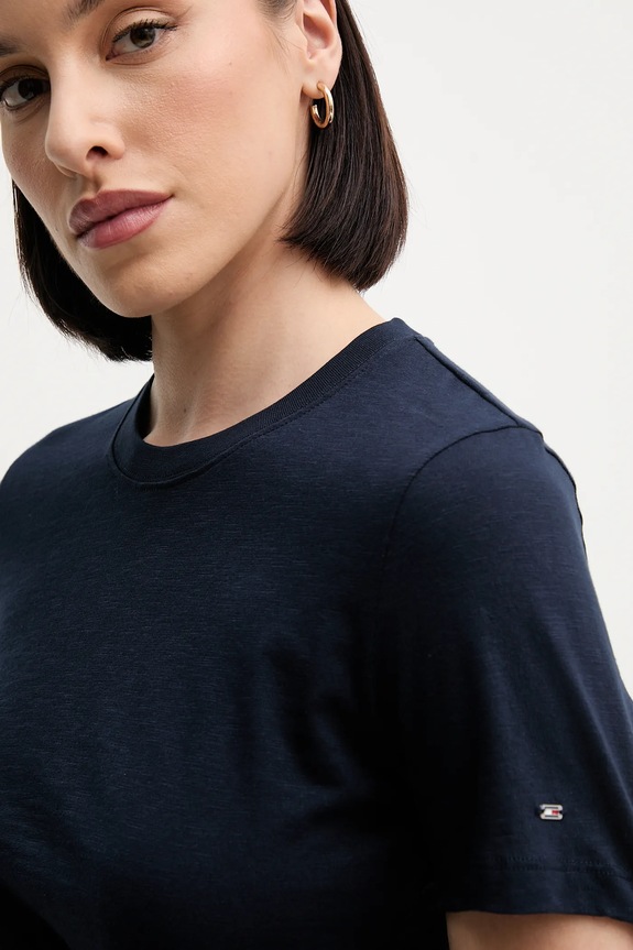 Βαμβακερό μπλουζάκι Tommy Hilfiger σκούρο μπλε WW0WW44559